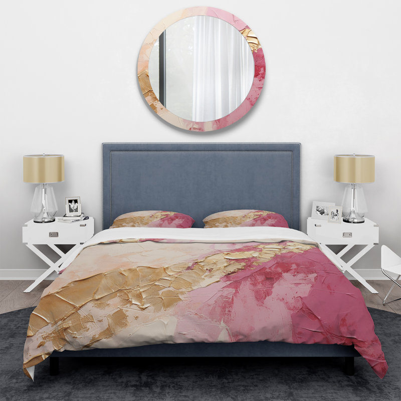 Ensemble de housse de couette Pink Gold Minimalisme Potteries I - Spirales abstraites
