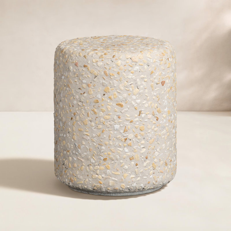 Orlan Outdoor End Table-Pure Terrazzo