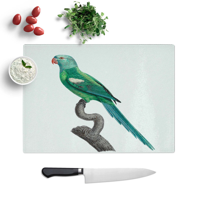 Tempered Glass Yellow-Shouldered Amazon Macaw Parrot by F. Levaillant Chopping Board, 39 cm W x 28.5 cm L