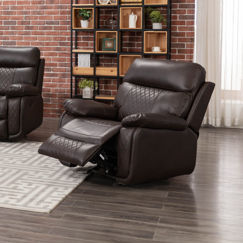 Fauteuil inclinable en cuir Edwood, Brown Faux Leather