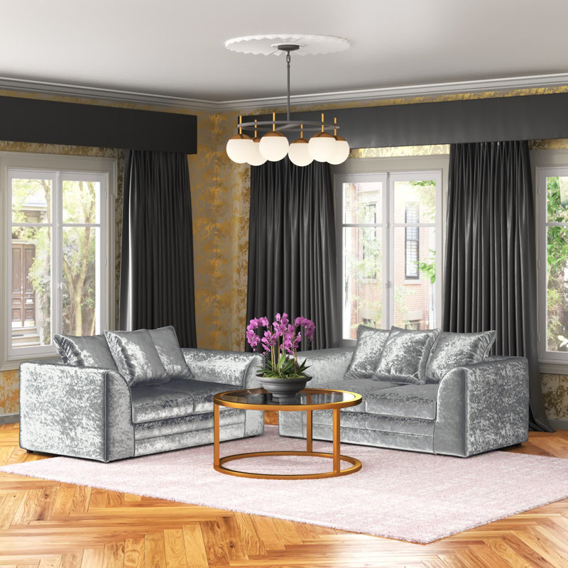 Romelia 2 - Piece Velvet Living Room Set, Silver