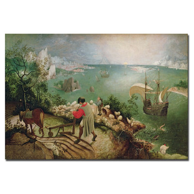 "Paysage avec la chute d'Icarus, 1555" par Peter Bruegel, reproduction d'art sur toile