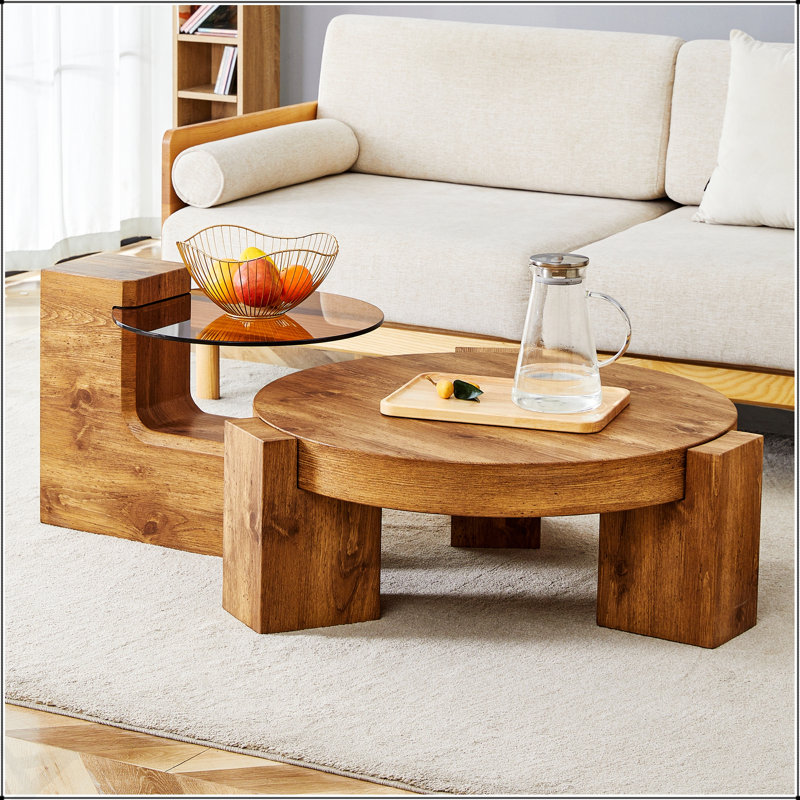 Table basse à deux étages détachable avec design élégant et rangement polyvalent pour les espaces de vie modernes, Bois, Bois