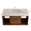 Meuble-lavabo mural flottant de 39,4 po avec lavabo en céramique, 2 tablettes ouvertes, pierre frittée blanche, conception moderne pour une utilisation de l'espace