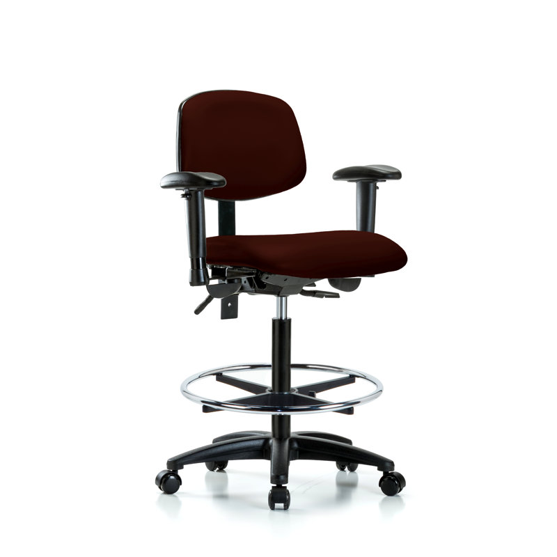 Chaise de dessinateur Noah, Bourgogne, Roulettes, Inclus