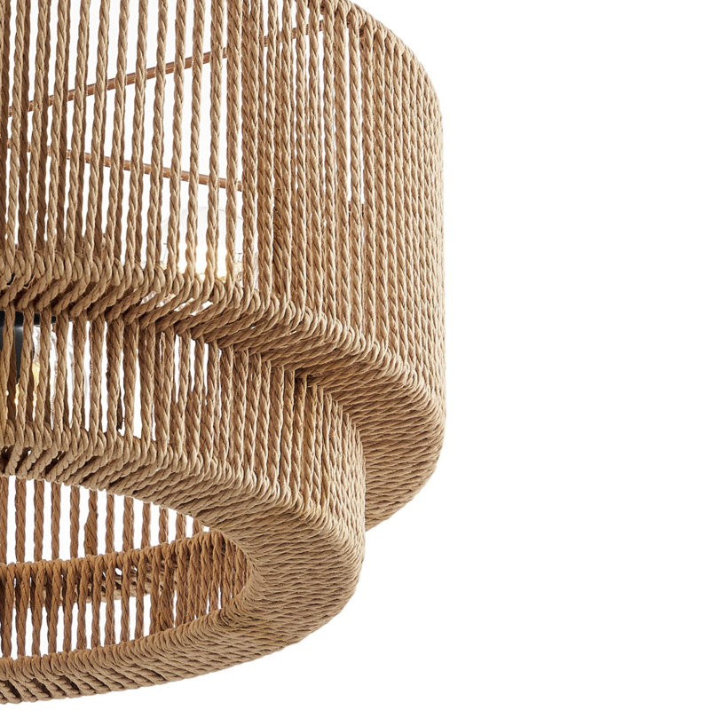 Luminaire suspendu tambour en corde naturelle à 4 lumières Eco - Milos - l 18 po x H 9,25 po, L 18 po x H 9,25 po