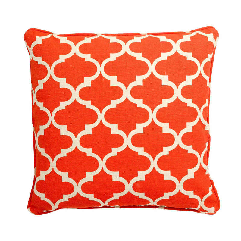 Patterned With Polyester Insert Pillow, Orange/White