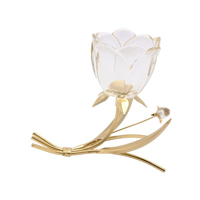 16.3Cm Glass Metal Tabletop Votive Holder