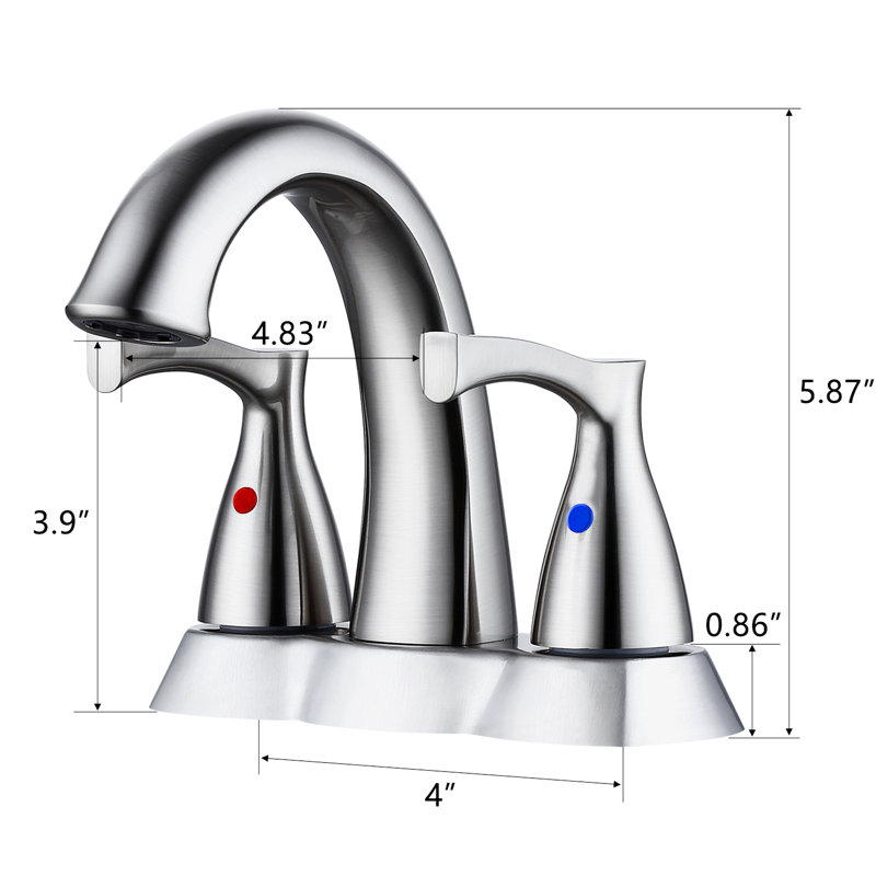 Robinet de salle de bain 4 pouces avec placage en nickel brossé - Laiton massif, conception à 2 poignées, bonde escamotable, aérateur d'eau, corrosion, s'adapte à différents trous de drain, évier à installation simple en laiton