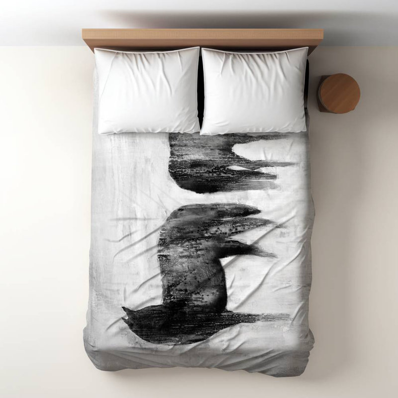 Polyester Sateen Duvet Cover, Twin Duvet, White Horses Silhouettes In The Mist
