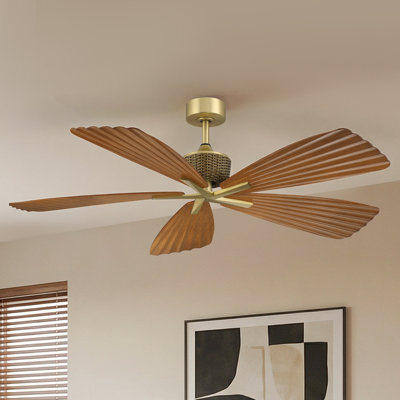 Ventilateur de plafond extérieur en laiton imperméable 56 "avec pales en ABS 56" avec moteur à courant continu réversible IP66