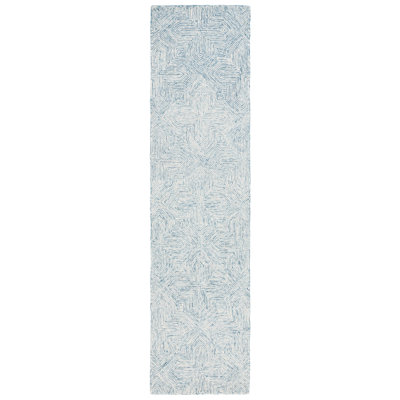 Jaykon Hand Tufted Wool/Cotton Geometric Rug in Blue/Ivory
