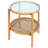 Charie Boho Glass Rattan Wood Round Storage Side End Table
