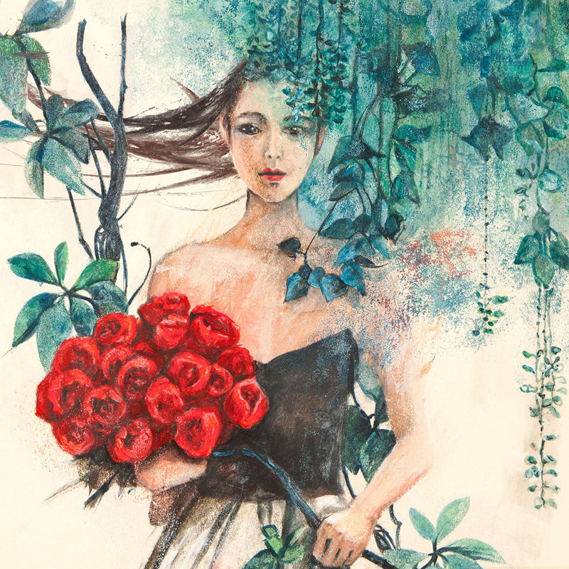 Fairy of the Roses 1 Piece Wrapped Canvas Wall Art, 70cm H x 70cm W x 4cm D