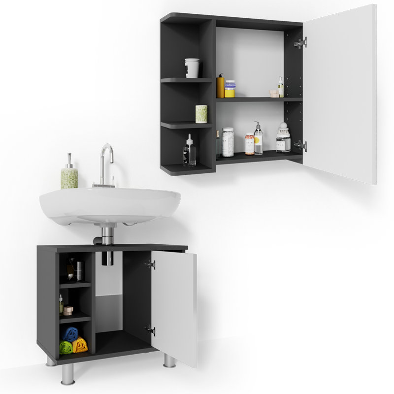 Villareal Bathroom Storage Furniture Set, Anthracite