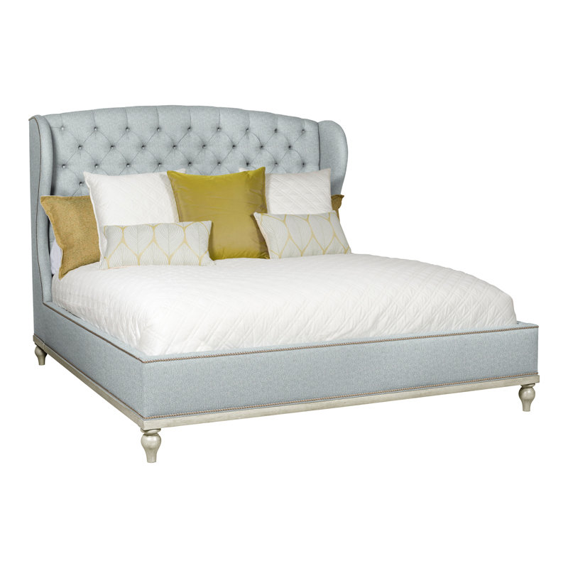 Emma King Tufted Upholstered Low Profile Panel Bed, Wrenn, Ian Haze, Yes