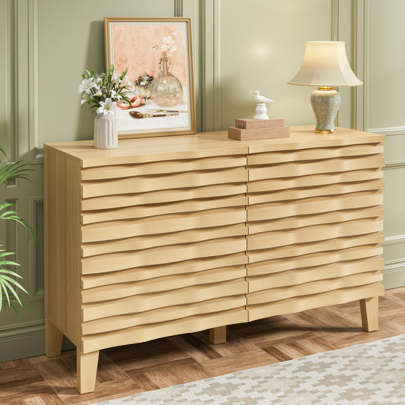 Sevyn 6 Solid Wood Drawer 47.2" W Double Dresser, Ivory