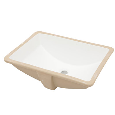 Lavabo de salle de bain en céramique 21,5 "x 15" encastré avec trop-plein - Design d'inspiration européenne moderne, teint, s'adapte à divers espaces de style rectangulaire classique, pour les espaces