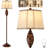 63" Rustic Binette With Floral Cutouts & Light, Vintage Farmhouse Style Standing Lamp Resin Binettes For Living Room, Bedroom,Study (Bulb Included)-1018025229