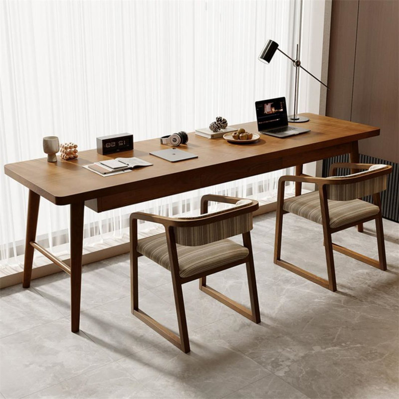 Bureau en bois de frêne, H 29,53 po x l 62,99 po x P 23,62 po