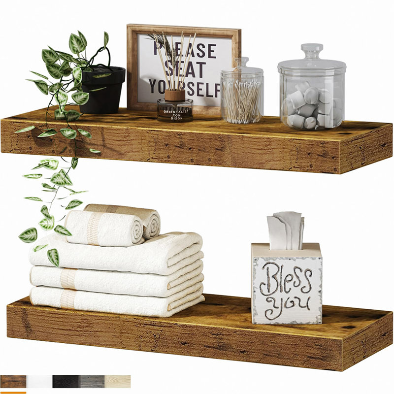 Ensemble de 2 tablettes de salle de bain pour tablettes murales flottantes pour salle de bain