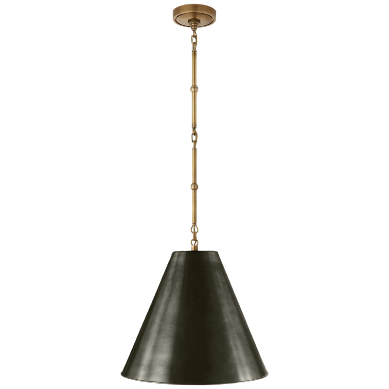 Thomas O'Brien Goodman Small Hanging Light, Antique Brass, Bronze, 40.5" H x 15" W x 15" D