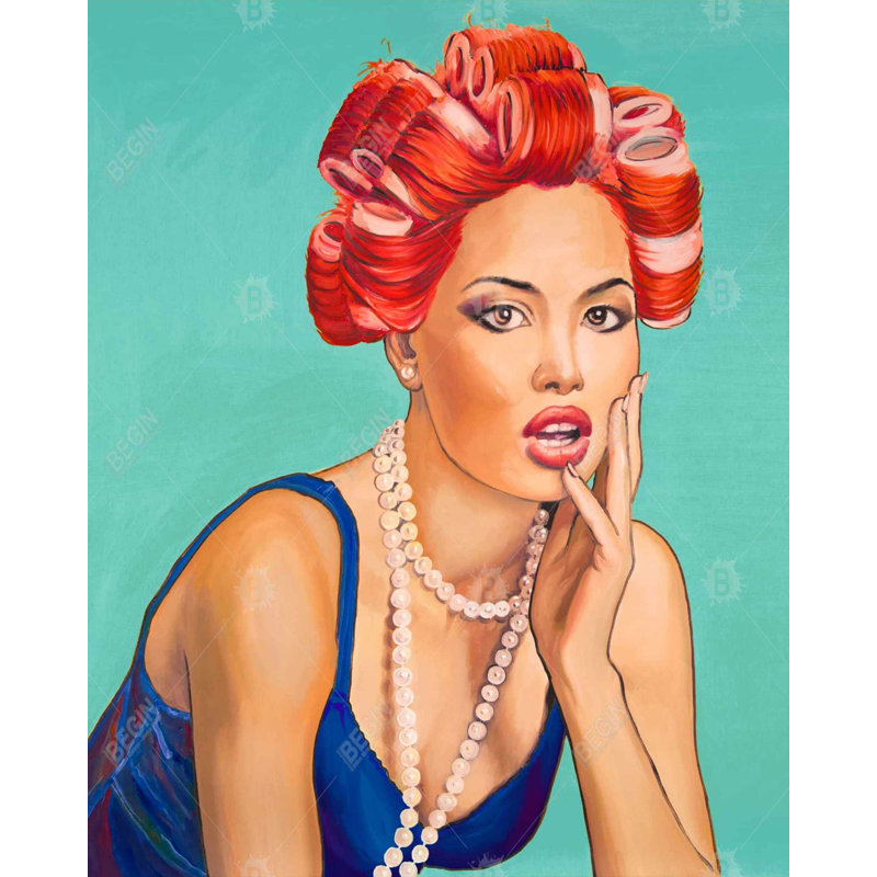 " Pin Up Girl With Curlers ", 60" H x 48" W