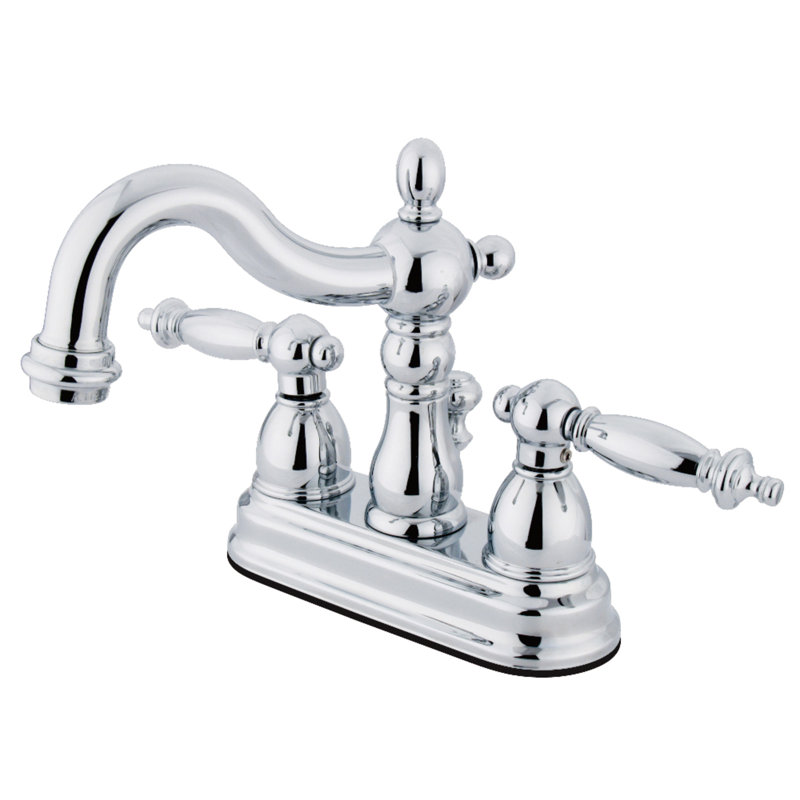 Robinet pour salle de bain avec ensemble de drain central à Heritage, Chrome poli