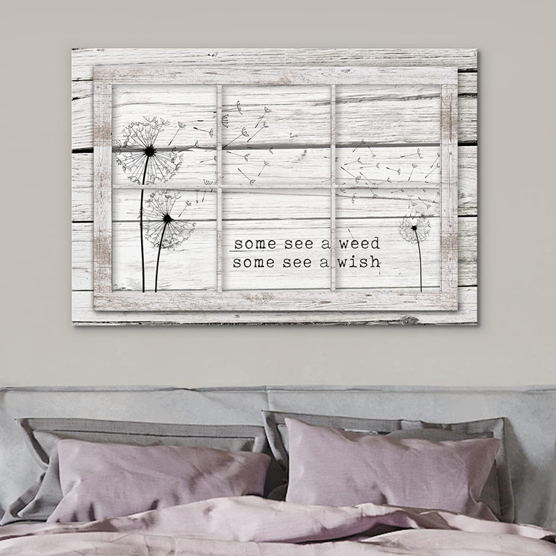 Dandelion " Window View Dandelion Flower Inspirational ", 24" H x 36" W x 1.5" D