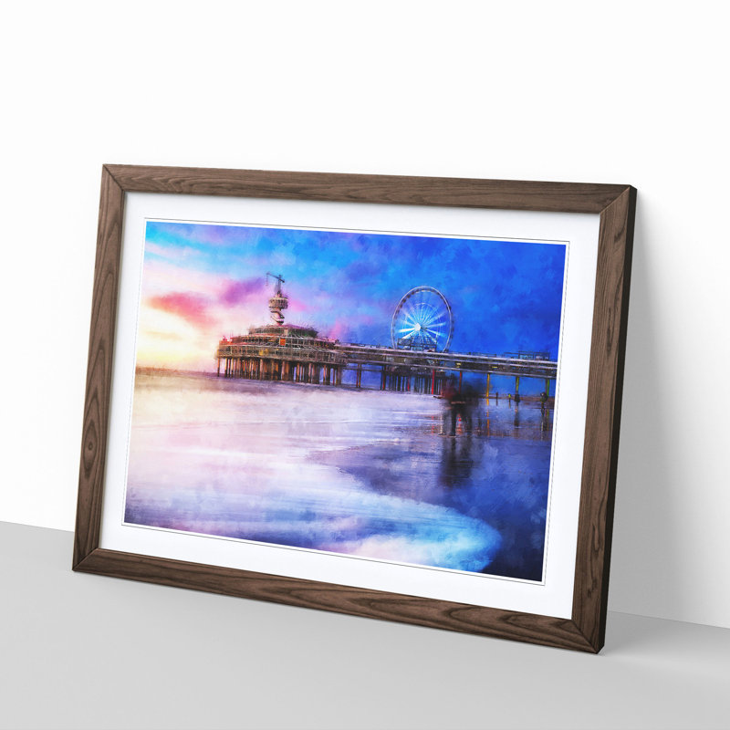 Beach In The Netherlands - Picture Frame Painting Print, Walnut, 45cm H x 63cm W x 2cm D