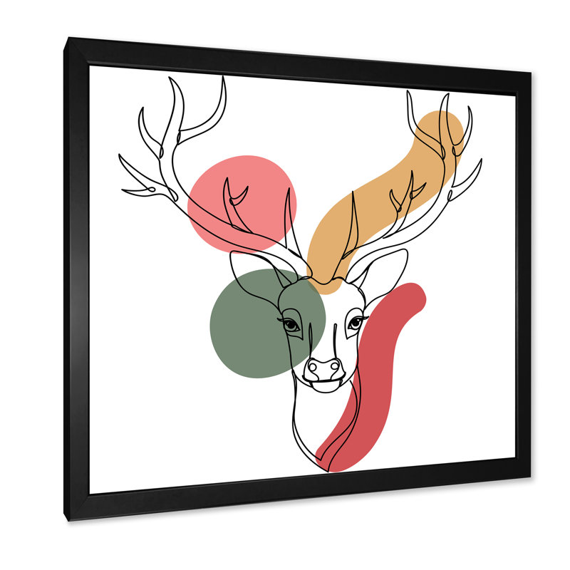 Minimalisme Christmas Deer Earth Tones - reproduction d'art sur toile, Cadre noir, H 16 po x l 16 po x P 1 po