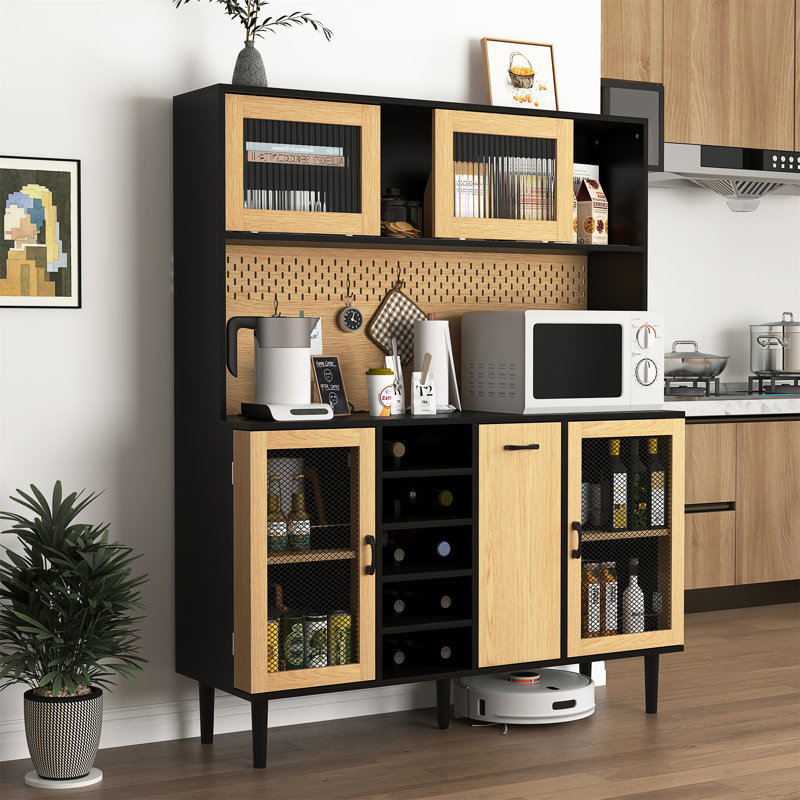 59" H Buffet Sideboard Cabinet With Storage Door & Power Outlet
