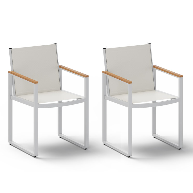 Chaise de patio, Blanc / bois de teck