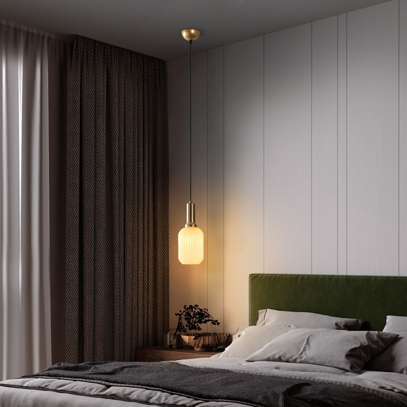 Élégant lustre doré, structure en métal avec capuchon en verre, 5,1 x 5,1 x 46,5 pouces | Douille E27, 40 W maximum | Éclairage élégant pour le salon, la salle à manger et le vestibule | Homologué IP20, conception moderne pour la décoration intérieure