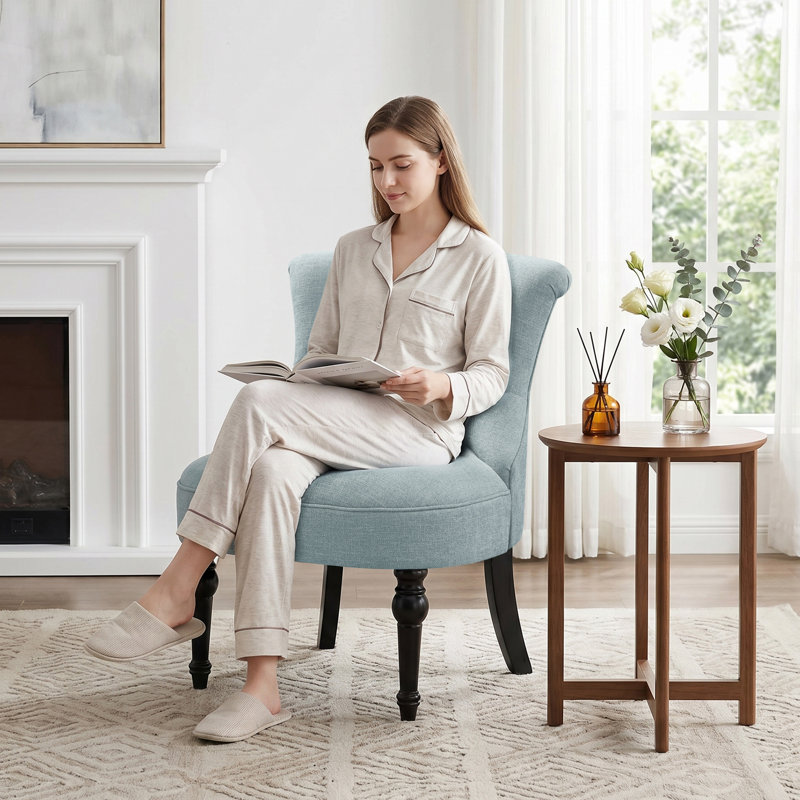 Upholstered Chenille Side Chair, Light Blue