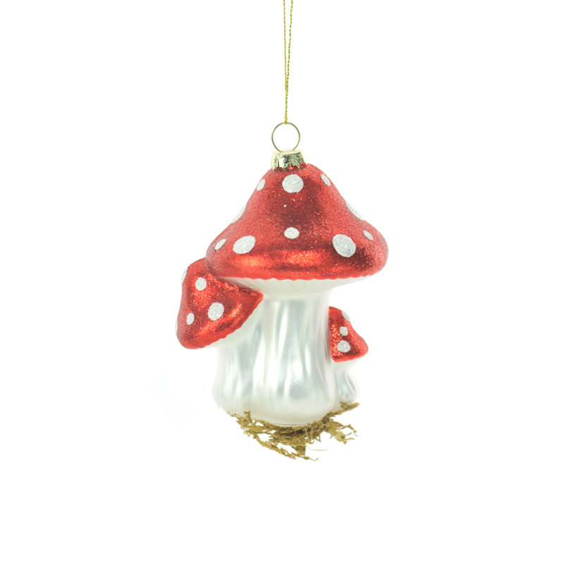 Ornement en forme de champignon en verre