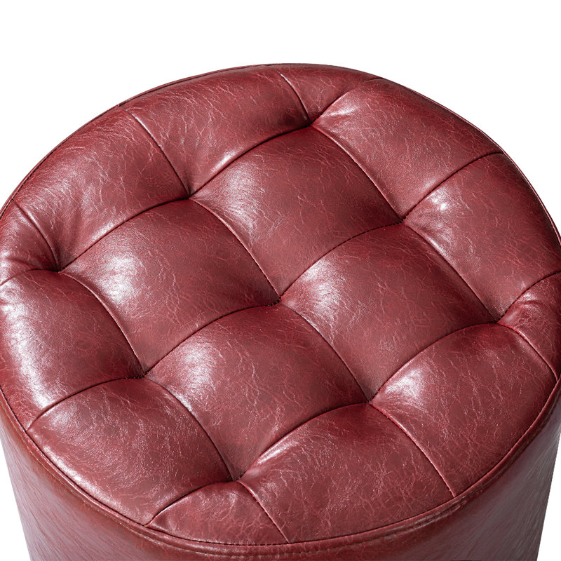 Repose-pieds rond capitonné Rangi, Dark Red