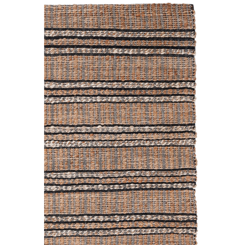 Tapis géométrique en jute / coton à tissage plat en fibre naturelle Zakai, Rectangle 9 pi x 12 pi