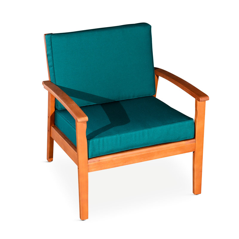 Chaise en eucalyptus avec coussins foncés et résistance à la décomposition, Vert, Naturel