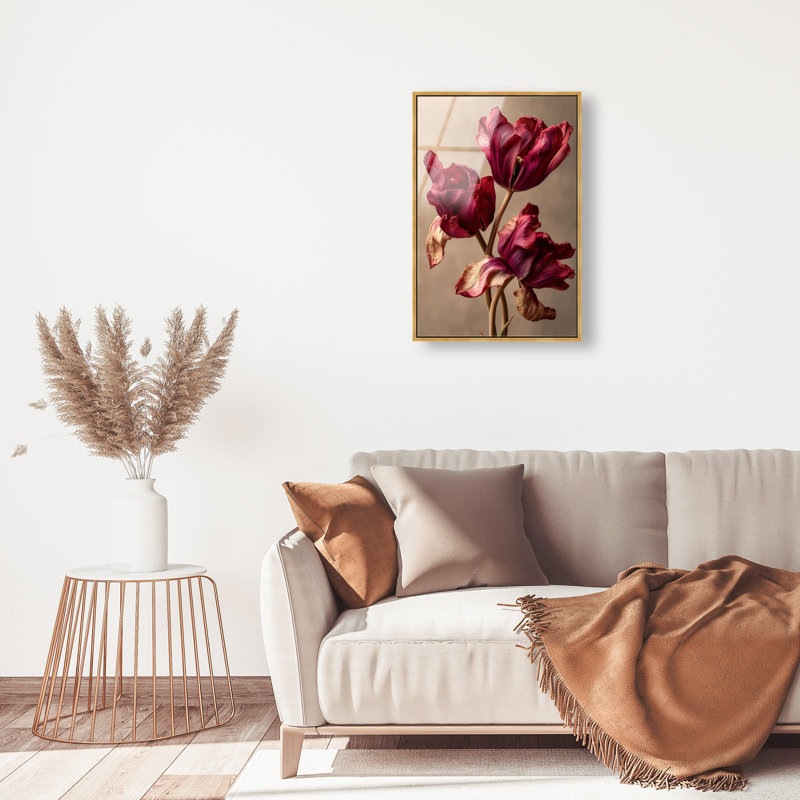 Dark Silk Remains Print by Oliver Gal, 25"H x 37"W, Gold Floater Frame