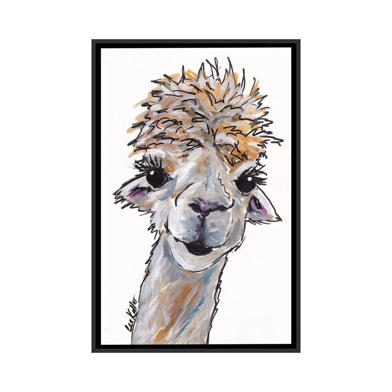 « ange the alpaca », reproduction d’impression sur toile, H 26 po x l 18 po x P 1,5 po, Toile avec cadre noir