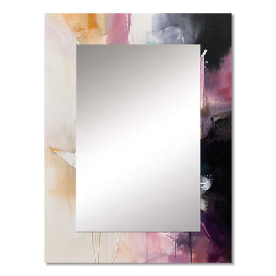 Purple Language Of Lines II - Geometric Decorative Wall Mirror, Modern Mirror, Printed Metal Art