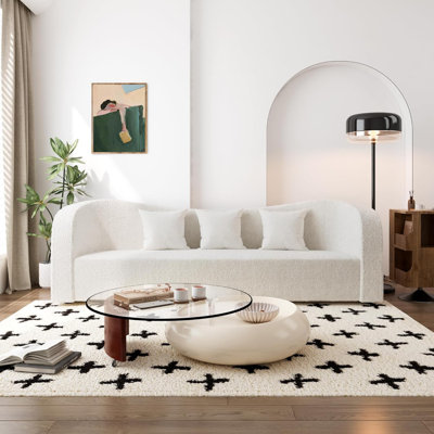 91'' Boucle Upholstered Curved Sofa