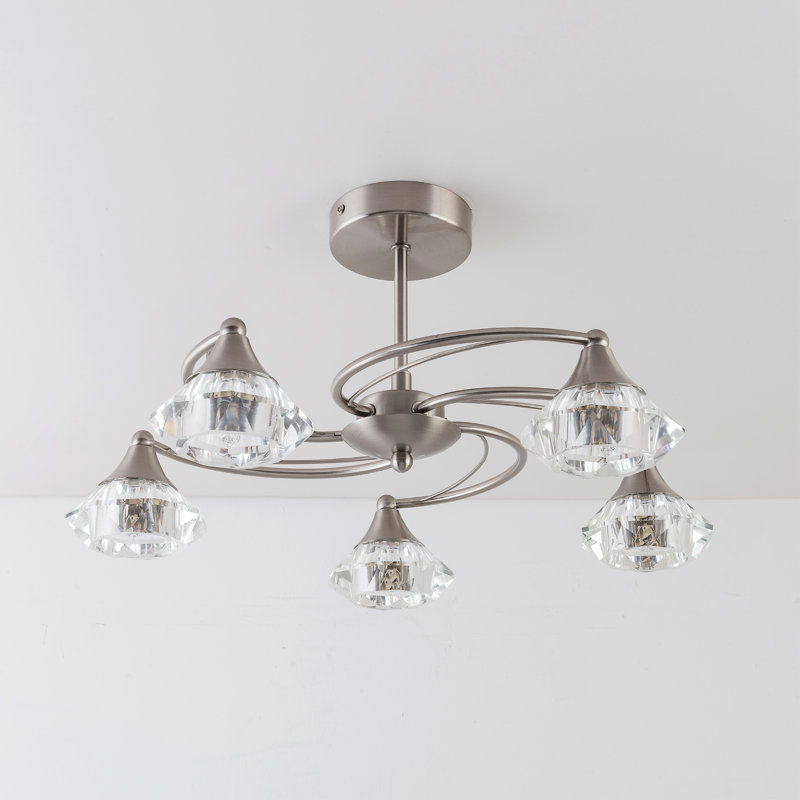Aldiana Glass Semi Flush Mount, Satin Nickel
