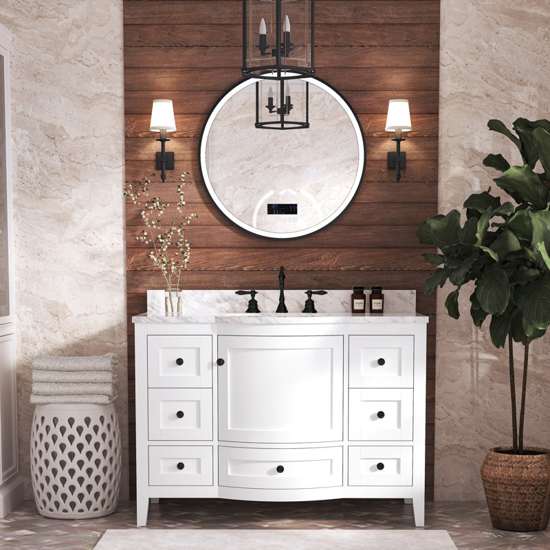 Ensemble de meuble-lavabo simple 48 po Lauren, Noir mat, Blanc