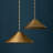 28" W x 10" H 1-Light Metal Cone Pendant in Aged Brass with Painted Brass Interior and Rectangular Designer Chain