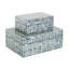 Boîte de rangement décorative en forme de mosaïque en nacre bleue Ninon, ensemble de 2