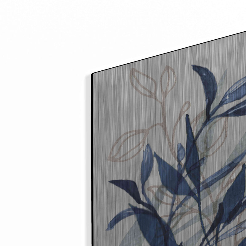 Red Barrel Studio® «Botanical Blues I» par Bluebird Barn, art mural en métal, MTL-14162, H 24 po x l 16 po