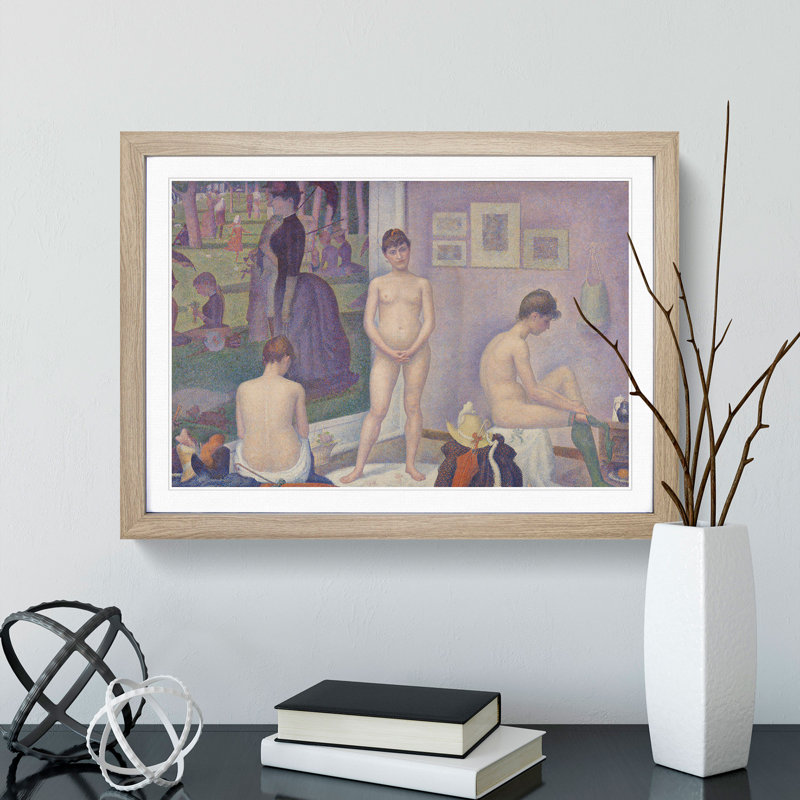 Models by Georges Seurat - Picture Frame Painting, Oak, 48cm H x 65cm W x 2cm D
