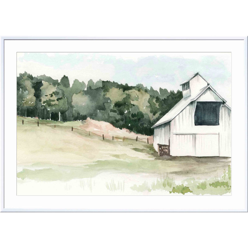 «Barn III» par Jennifer Paxton Parker - peinture encadrée, Blanc, H 36 po x l 24 po
